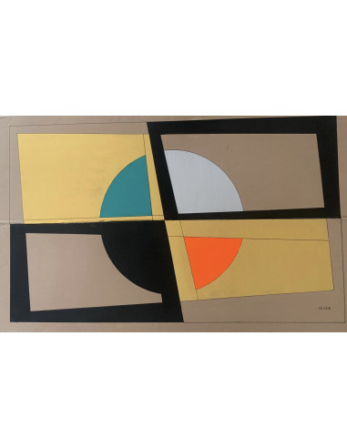 Abstraction gold turquoise sur carton - 162 x...